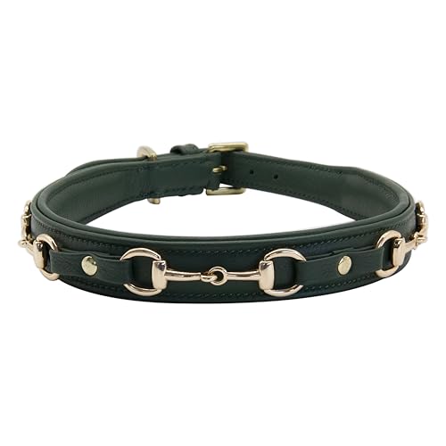 Hundehalsband Leder-Halsband Horseman, Forest Green, Größe M, LovePanama von LovePanama