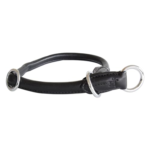 Hundehalsband Zugstopp-Leder-Halsband Student, Pure Black, Größe M, LovePanama von LovePanama