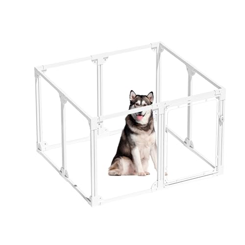 Transparenter Acryl-Metall-Zaun für den Innenbereich, für Welpen, Katzen, Kaninchen, Haustiere, transparent, einfach zu montieren, zusammenklappbar, für kleine und mittelgroße Hunde (weiß, 89,9 cm von LoveTail