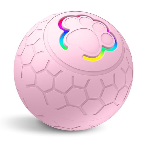 Lovehomily Smart Pet Ball, elektrischer Katzenball, automatisch hüpfendes und rollendes interaktives Spielzeug mit LED-Leuchten, elektronischer rotierender Ball, wiederaufladbarer Haustier-Ü von Lovehomily