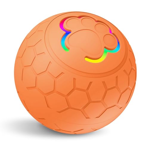 Lovehomily Smart Pet Ball, elektrischer Katzenball, automatisch hüpfendes und rollendes interaktives Spielzeug mit LED-Leuchten, elektronischer rotierender Ball, wiederaufladbarer Haustier-Ü von Lovehomily