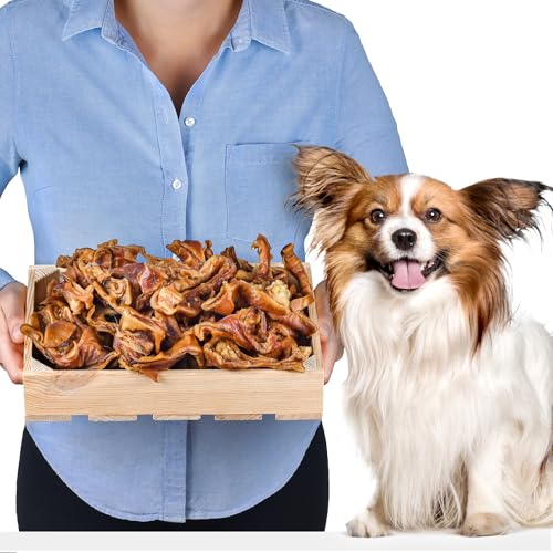 Natürliche Schweineohren in Streifen 1kg | Ideal für Kleinere Hunde | Gesunde Schweineohrstreifen als Kauartikel für Ihren Hund von Lovely DOG