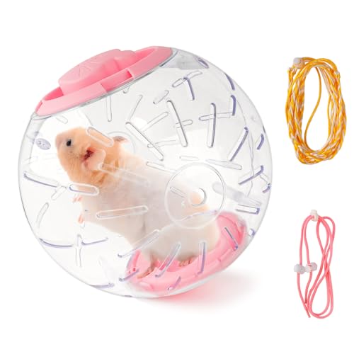 18.0 cm Hamster Gymnastikball, Hamster Transparent Laufball mit Zugseil und Rückenseil, Hamsterkäfig Zubehör für Hamster, um Langeweile zu reduzieren und Aktivität zu steigern von LovelyPaws