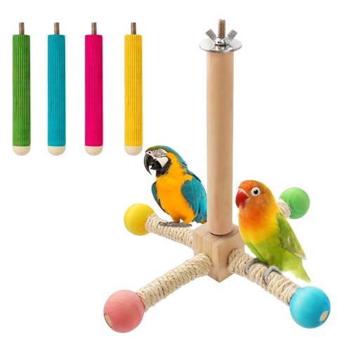 Vogelsitzstange Spielzeug für Käfig, Papagei Rotierende Windmühle Interaktives Spielzeug, Frosted Stand Sitzstange für Papageien, 360 Grad freie Rotation Vogelkäfig Zubehör, Vogelständer Sitzstange von LovelyPaws