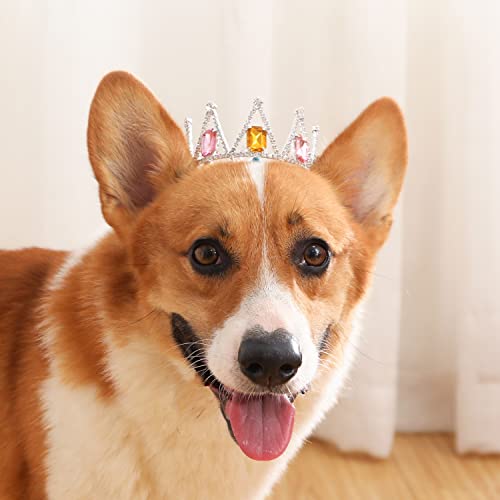 Lovelyshop Haustier-Serie eingelegte gelbe und pinke Diamanten, versilbert, runde Krone für Hunde/Katzen, für Kostüm, Haarschmuck von Lovelyshop