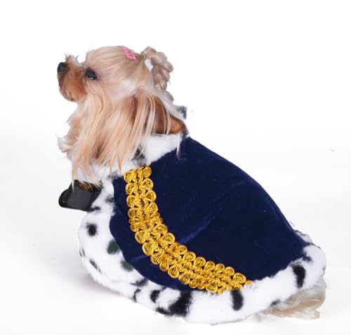 Lovelyshop Pet Serial Lux Fell Katze Hund Umhang für Halloween Kostüme, König Königin Prinz und Prinzessin Cosplay-XS Blau von Lovelyshop