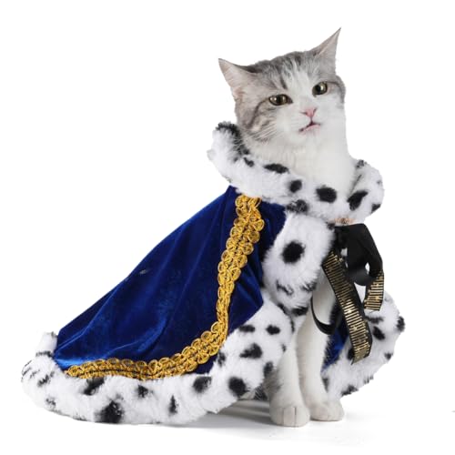 Lovelyshop Pet Serial Lux Mantel für Katzen und Hunde, für Halloween-Kostüme, König, Königin, Prinz und Prinzessin, Cosplay-S Blau von Lovelyshop