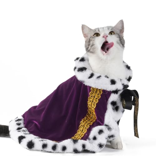 Lovelyshop Pet Serial Lux Mantel für Katzen und Hunde, für Halloween-Kostüme, König, Königin, Prinz und Prinzessin, Cosplay-S lila von Lovelyshop