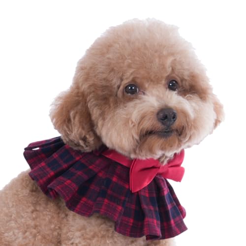 Lovelyshop Pet Serial Red Plaid Cotton Blend Lux Pet Collar with Bowtie for Chirstmas Festive Holiday Pet Costume-Mall Size von Lovelyshop