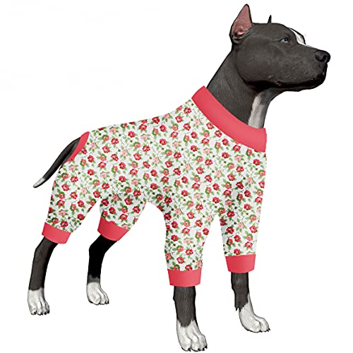 Herbst Dog Pjs Big Dog Breed – Haustier Angst Beruhigendes Shirt, Anti-Lecken Hund Schlafanzug, rosa Oma Druck, entzückende Hundekleidung, 4 Beine, große Hunde Pjs für Partys, Camping, Reisen und von LovinPet