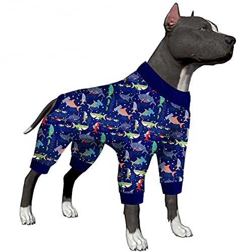 LovinPet Hunde-Sweatshirt – Ozeanblauer Hai-Druck, UV-Schutz, einfach zu tragender Hundeoverall für Operationen, Erholung und den täglichen Gebrauch von LovinPet