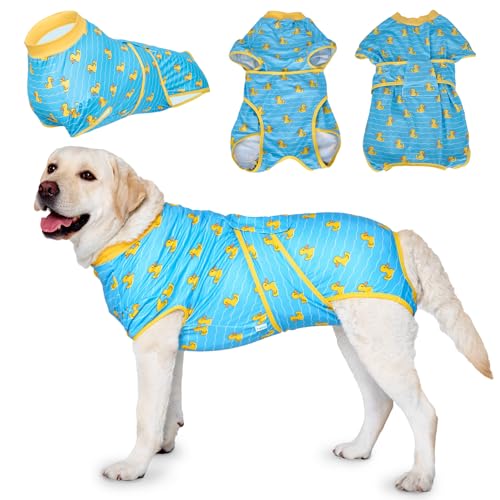 LovinPet Genesungsshirt – Haustier-Pyjama, Hundeanzug, Anti-Lecken, eng anliegender Anzug, Hundebody für Bauchwunde nach Operationen, Body für Haarausfall, Hautkrankheiten, hilft effektiv, Ente, Blau, von LovinPet