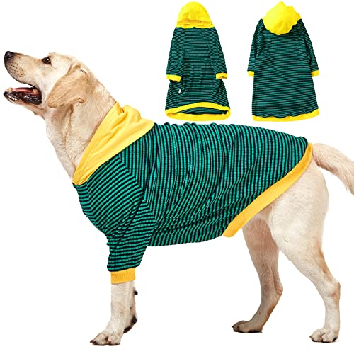 LovinPet Großer Hunde-Einteiler, grün gestreiftes Hundehemd, 2-Bein-Stil, Hunde-Pyjama, große Rassen, Jammies, Haustier-PJ's/XL von LovinPet