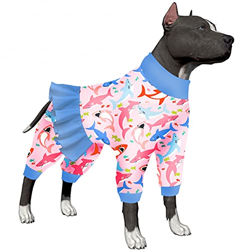 LovinPet Großer Hunde-Shirt-Pyjama – UV-Schutz, postoperative Genesungspyjama, leichter dehnbarer Stoff, großer Hunde-Pyjama, Unterhemd für Hundekleider, Rosa, 3XL von LovinPet