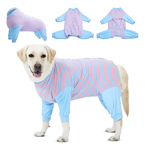 LovinPet Hunde-Body – nach Operationen Hund Genesungsanzug Anti-Lecken Bauchwunde chirurgische Bekleidung postoperative Weste E-Kragen Alternative Recovery Shirt, Blau, M von LovinPet