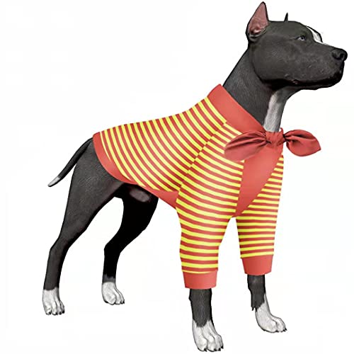 LovinPet Hunde-T-Shirt für große und große Hunde, gestreift, leicht, 2 Beine, Sonnenschutz-Shirt, Pullover, Haustier-Angstlinderung von LovinPet