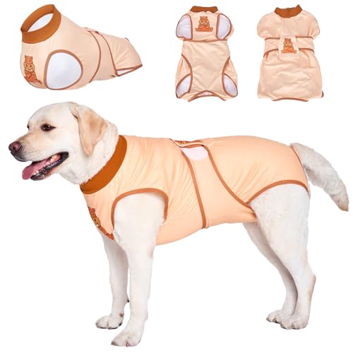 LovinPet Hundebody – Wundschützendes chirurgisches Erholungsshirt zur Genesung, eng anliegender Anzug für Bauchwunden nach Operationen, Anti-Leck-Hunde-Einteiler, Nilpferd, Orange, Größe XXL von LovinPet