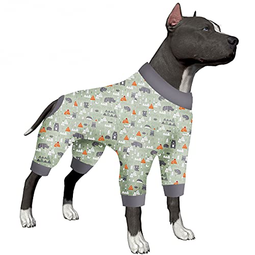 LovinPet Hundekleidung, Angstberuhigender Hunde-Pyjama, leicht, elastisch, Tierdruck, Salbei für große Hunde, 4 Beine, Pullover für Hunde, Jungen, Mädchen, Party-Kostüm von LovinPet