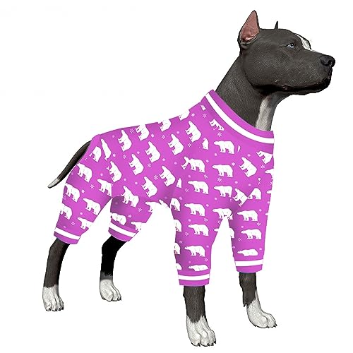 LovinPet Mittelgroßes Haustierkostüm, weiche Baumwolle mit Eisbär-Schneeflocken-Druck, Hundebekleidung für mittelgroße und große Hunde, Chirurgie-Genesungsshirt, Größe M von LovinPet