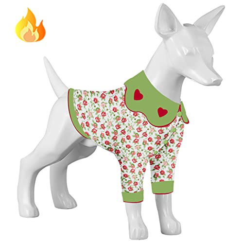 LovinPet Pullover-Einteiler für Boxerhunde: aktualisierter warmer Flanellstoff, Oma, schicke Geschirr, rosa Drucke, Hundekleidung, gemütlicher Hunde-Wintermantel für kaltes Wetter, rosa von LovinPet