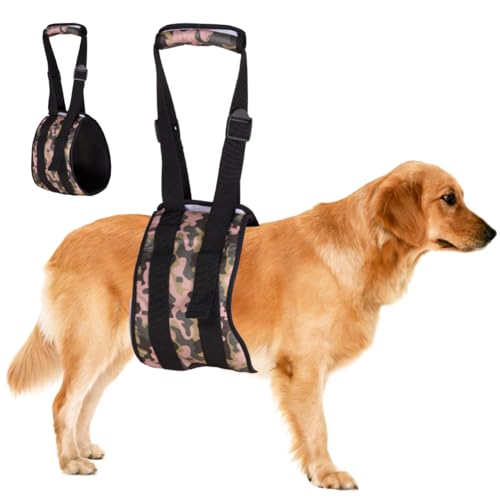 LovinPet Verstellbares großes Hundegeschirr für schwache Hinterbeine, tragbare und bequeme Stützschlinge, ideal für Senioren, verletzte, behinderte Hunde und Erholung nach ACL-Operationen, Camouflage von LovinPet