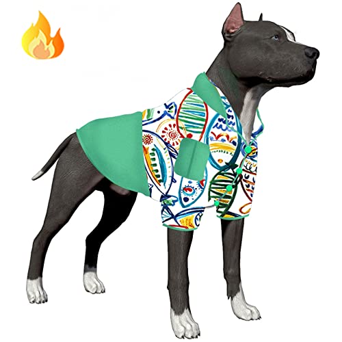 LovinPet Warme Hundepullover für Pitbulls, aktualisierte Passform, hautfreundlicher Stoff, Solarium Outdoor Cast Seaside Prints Hundekleidung für kleine Hunderassen für Herbst und Winter, von LovinPet