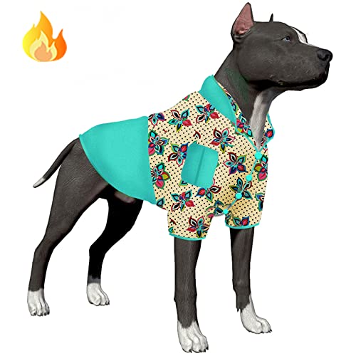 LovinPet Warmer Mantel für große Hunde: leichte Flanell-Hunde-Outfits, verbesserte Passform, weiche Hunde-Winterbekleidung, bunte Blumendrucke, Hundekleidung für Chihuahuas und kleine Hunderassen von LovinPet