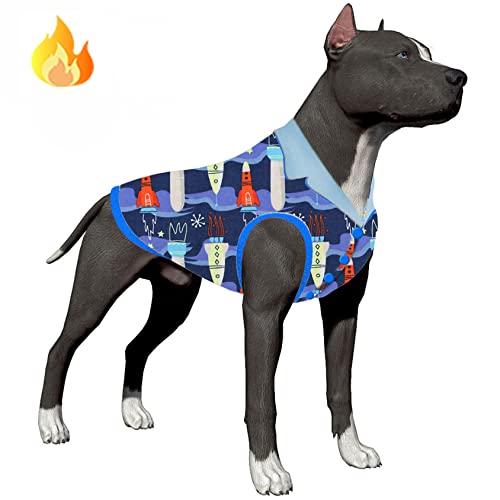 LovinPet Winterkleidung für große Hunde: Hochwertiger warmer Stoff, mit Zielen für den Mond, Flanell-Aufdruck, leichtes Hunde-Flanellhemd, geeignet für große Hunde, kaltes Wetter, Größe L von LovinPet