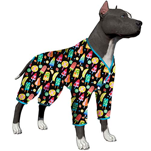 LovinPet Schlafanzug für große Hunde – vollständige Bauchabdeckung, Pullover-Shirt für große Rassen, Frucht-Eis am Stiel, leichter Schlafanzug für große Hunde, Größe XXL von LovinPet