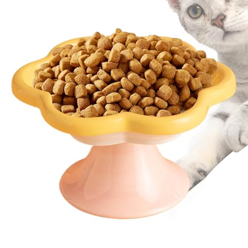 Elevated Cat Food Bowl | Flower Shaped Pet Bowl | Ceramic Cat Water Bowl | Elevated Dog Food Dish | Small Dog Feeding Dish Charming and Functional Design for Anti Vomiting and Protect Pets Spines von Lpsdssre