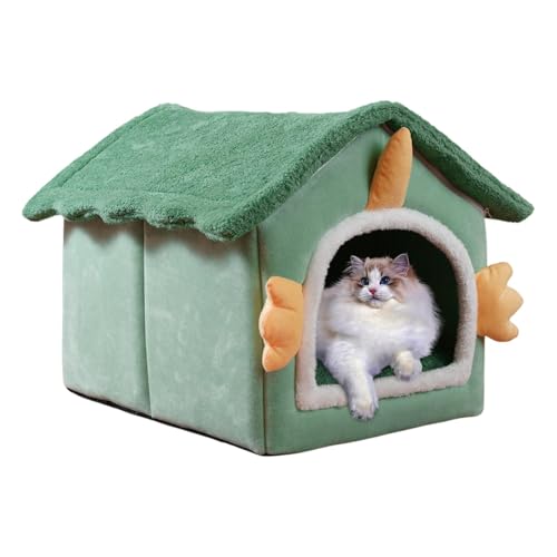 Katzenhöhlenbett | Indoor-Katzenbett | Anti-Rutsch-Katzennest | Plüsch-Katzenkissen | Faltbares Hundehausbett Faltbares und platzsparendes Design für kleine Hunde, Kätzchen, Katzen, Welpen von Lpsdssre