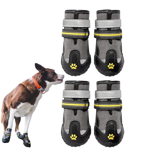 Lpsdssre Hundeschuhe für den Winter, 4 x wasserdichte Haustier-Hundeschuhe, Indoor- und Outdoor-Stiefel, leicht anzuziehen, Haustier-Hundeschuhe mit verstellbarem Riemen für Spaziergänge, Laufen von Lpsdssre