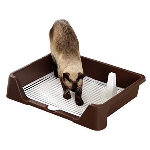 Hundetoilette Welpentoilette Pet Töpfchenhalter für Kleine und Mittlere Hunde/Katzen, Tragbare Indoor-Welpen-Toiletten-Trainingsmatten, mit Eingezäunt und Pee Post PE Dog Loo (Color : Brown) von Lqdp