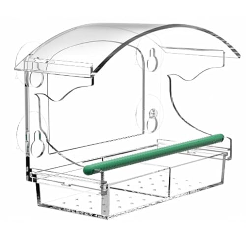 Lrporyvn Fenster-Vogelfutterstation mit 4 Starken Saugnäpfen, Durchsichtiges Fenster-Vogelfutterhaus für Draußen, Acryl-Vogelhaus für Fenster, Langlebig, Einfach zu Bedienen von Lrporyvn