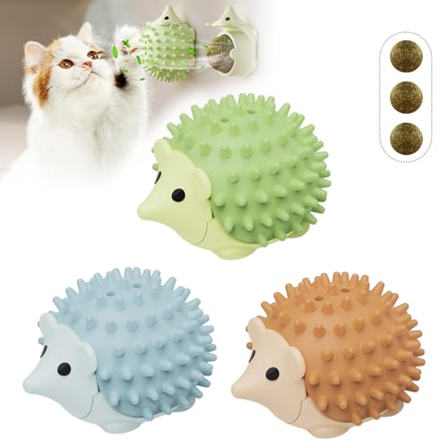 Lrxyfyw 3pcs Katzenminze Balls Spielzeug FüR Katze,Katzenspielzeug Katzen leckstein,Katzenminze Ball,Wand Drehbare Catnip Balls,Catnip Wall Ball von Lrxyfyw