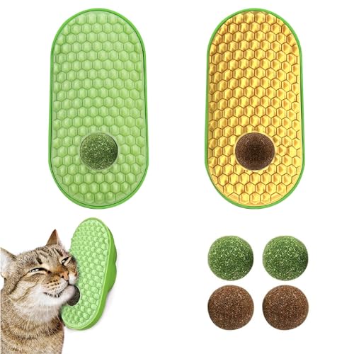 Lrxyfyw 2 Katzenminze Wandball Katzenminze Spielzeug,katzenminze spielzeugbälle,Katzenminze Balls,Katzenminze Ball an die Wand Kleben,Catnip Wall Ball von Lrxyfyw