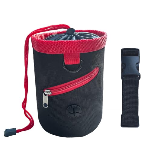 Lsazaff Leckerli-Tasche für Hunde mit Gürtel, Haustier-Snack-Tasche mit Kordelzug-Versiegelung, Trainingssnack-Tasche, Haustier-Hundekotbeutelspender für Hundereisen, Spaziergänge im Freien, von Lsazaff