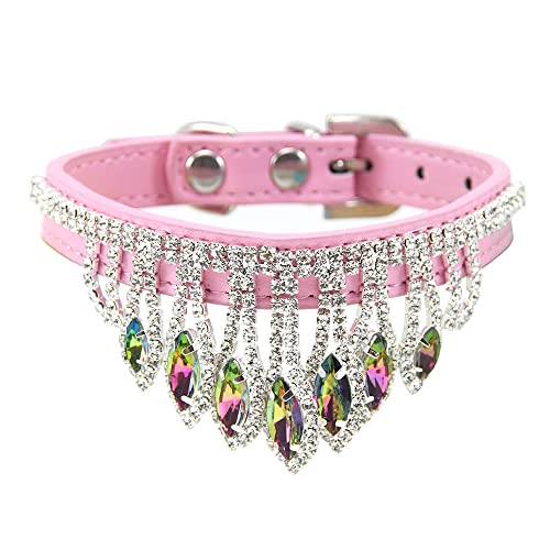 LtuzPet Bling Strass Katze Hundehalsband Verstellbare Leder Welpen Halsbänder Kätzchen Halsketten Diamant Anhänger Haustier Halsbänder für kleine Hunde Katzen von LtuzPet