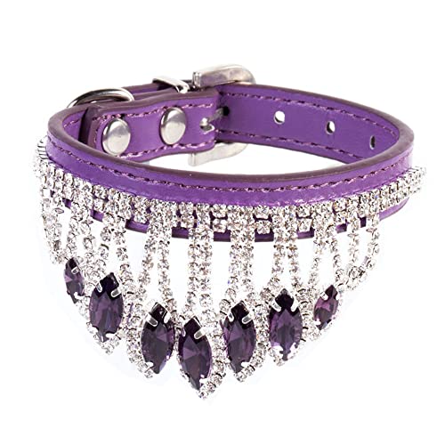 LtuzPet Bling Strass Katze Hundehalsband Verstellbare Leder Welpen Halsbänder Kätzchen Halsketten Diamant Anhänger Haustier Halsbänder für kleine Hunde Katzen von LtuzPet