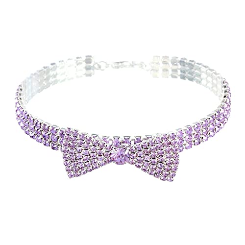 LtuzPet Diamanten Haustierhalsband mit Schleife, verstellbar, mit Strasssteinen, Hochzeit, Hund, Katze, Diamant-Halsband von LtuzPet