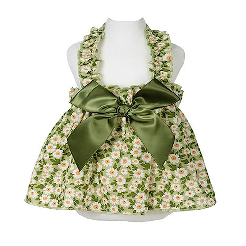 LtuzPet Hundekleider Blumen Elegant Prinzessin Kleine Hunde Kätzchen Frühling Sommer Kleider Weiche Haustier Kleider (X-Small, Grün) von LtuzPet