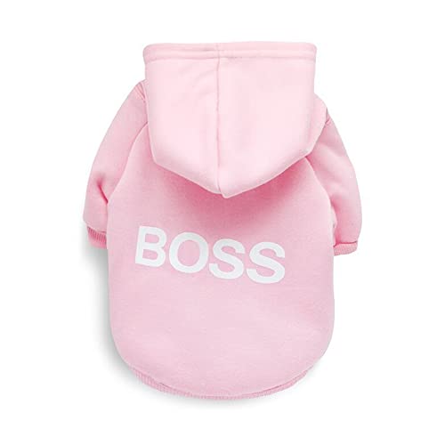 LtuzPet Hunde-Kapuzenpullover mit Aufdruck "Boss", weiches Fleece, warme Hundejacke von LtuzPet