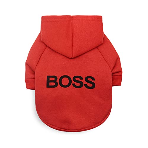 LtuzPet Hund Hoodie Boss Druck Hund Pullover Weiche Fleece Haustier Kleidung Warme Hund Jacke Mantel von LtuzPet