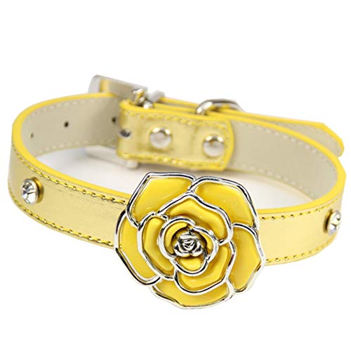 LtuzPet Katzenhalsband mit Rose Haustier Strass Halsband Hundehalsbänder Katzenhalsband Verstellbare Leder Hundehalsbänder von LtuzPet