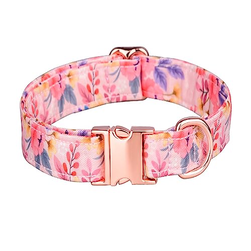 LtuzPet Verstellbares Haustier Halsband Reine Baumwolle Atmungsaktiv Hundehalsband Zou Ju Bedrucktes Halsband Katzen Hunde Frühling Sommer Saison Hundehalsband (M, Rosa) von LtuzPet