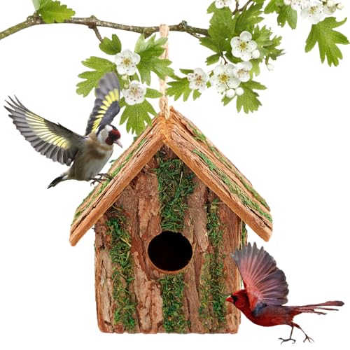 Ltwil Handgefertigtes Vogelhaus – Vogelhaus aus Holz, bezaubernde Gartendekoration mit Satteldach von Ltwil