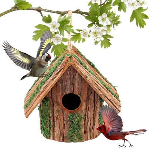 Ltwil Handgefertigtes Vogelhaus – Vogelhaus aus Holz, bezaubernde Gartendekoration mit rundem Hutdach und Säulenkörper von Ltwil