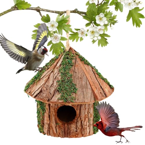 Ltwil Handgefertigtes Vogelhaus – Vogelhaus aus Holz, bezaubernde Gartendekoration mit rundem Hutdach von Ltwil