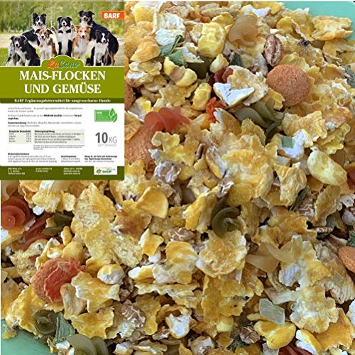 LuCano 2 x 10 kg Mais + Gemüseflocken Mix Hunde Barf | Flocken-Mix | Ergänzungsfutter | Barfflocken | Hundefutter Hundeflocken Barf Gemüseflocken | Barf Futter Ergänzung getrocknet Hund | Mixer von LuCano