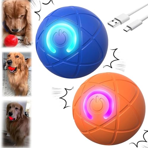 Interaktiver Hundeball, elektrischer Hundeball, intelligenter selbstbewegender Ball mit LED-Licht, automatischer Hüpfball für Hunde, selbstrollender Hundeball, wiederaufladbares Katzenspielzeug, Bälle von LuGirlre